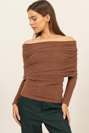 Porsha Off Shoulder Textured Knit Top