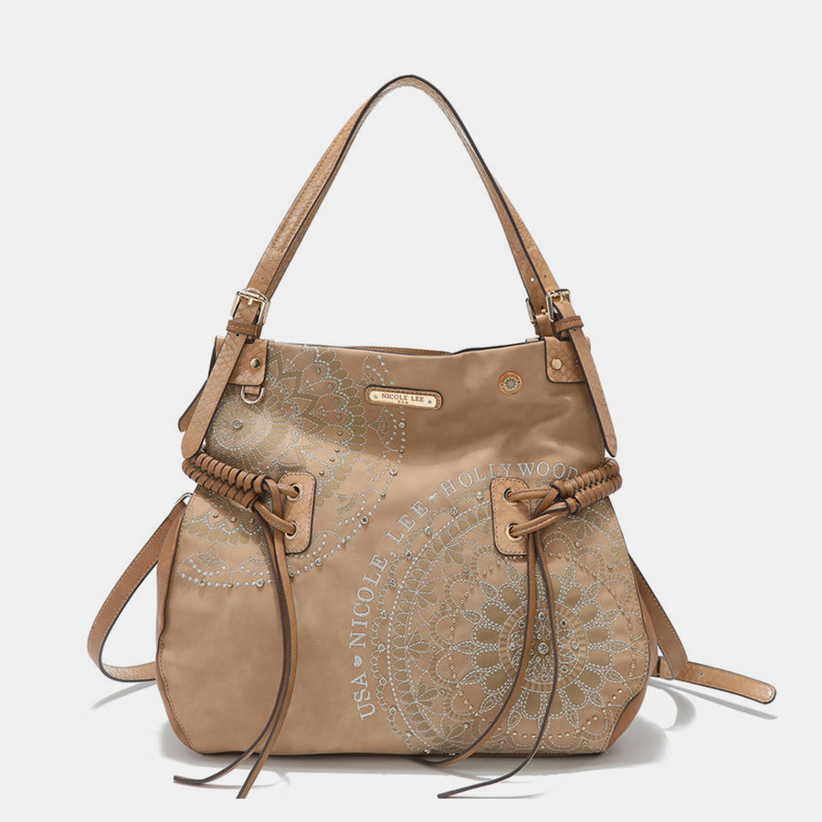 Nicole Lee USA Inlaid Rhinestone Embroidery Hobo Bag