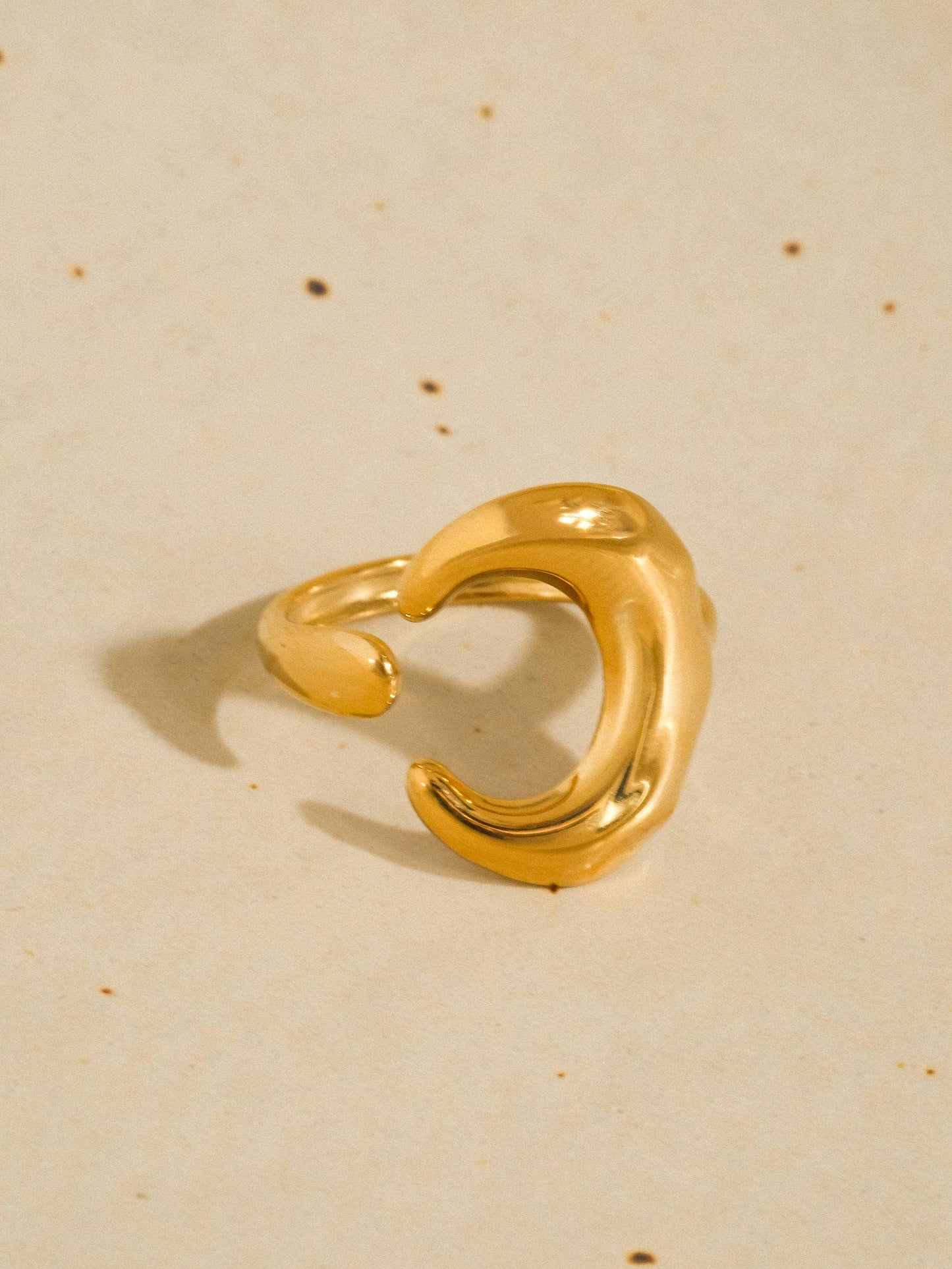 Aurelune 18K Gold Non-Tarnish Minimalist Moon Ring - 7