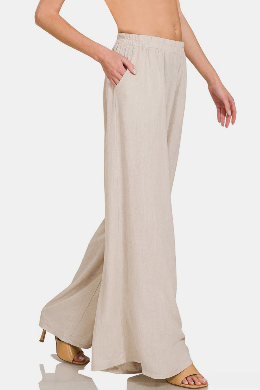 Always Near Pleated Linen Blend Pants - Sand