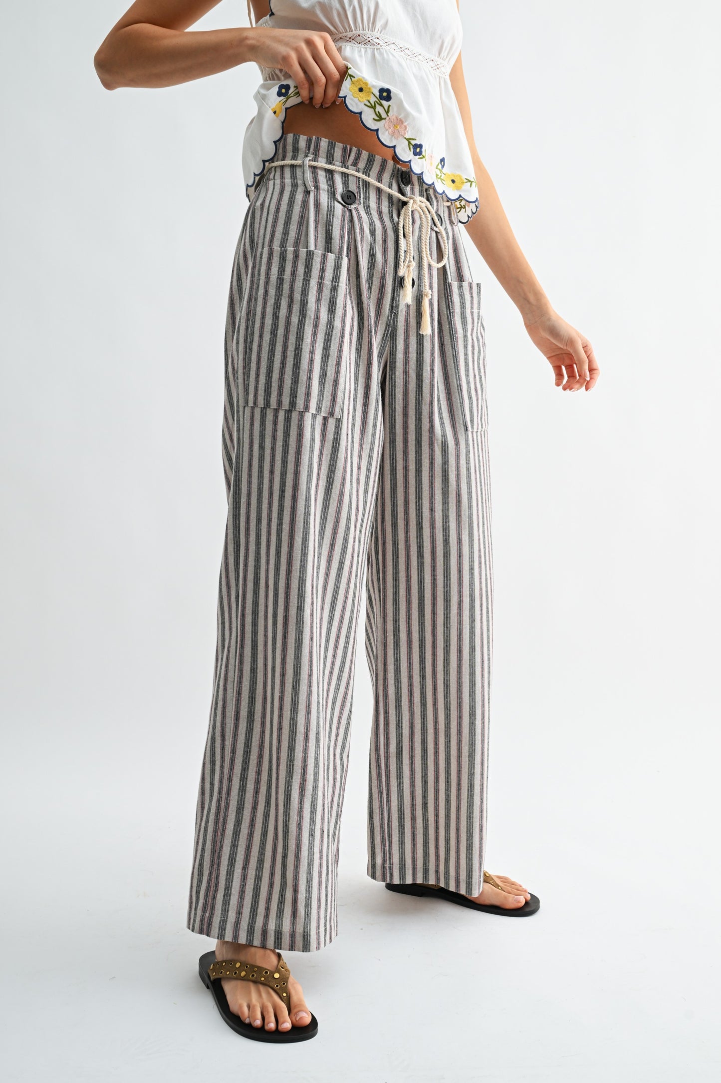 Greta Wide Leg Pants With Drawstring