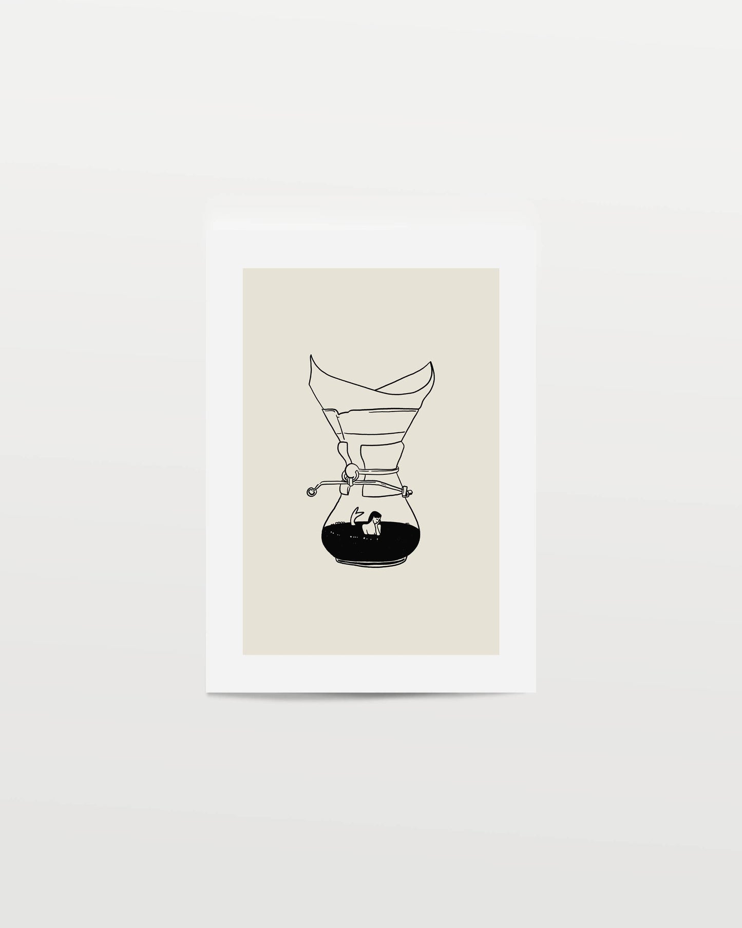 Pour Over Coffee & Mermaid Minimal Art Print