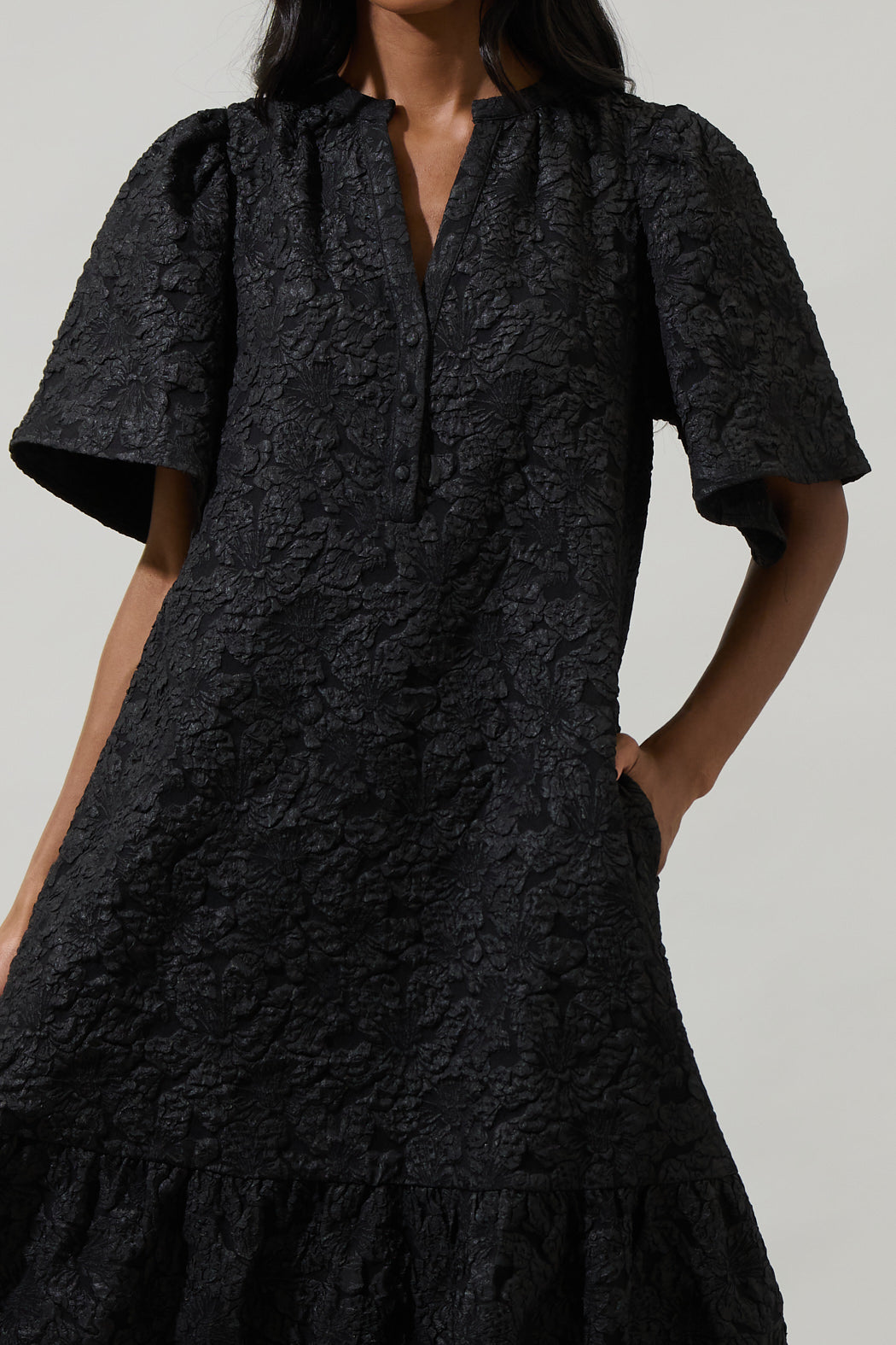 Ely Jacquard Floral Midi Dress