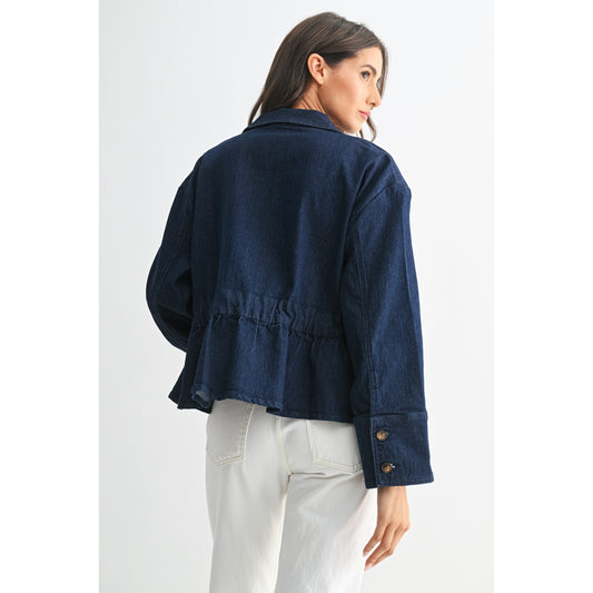 Evayn Denim Jacket with Adjustable Waist