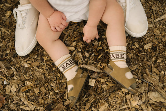 Baby/Toddler Half-Crew Socks 2-Pack, Checkered & Babe Stripe