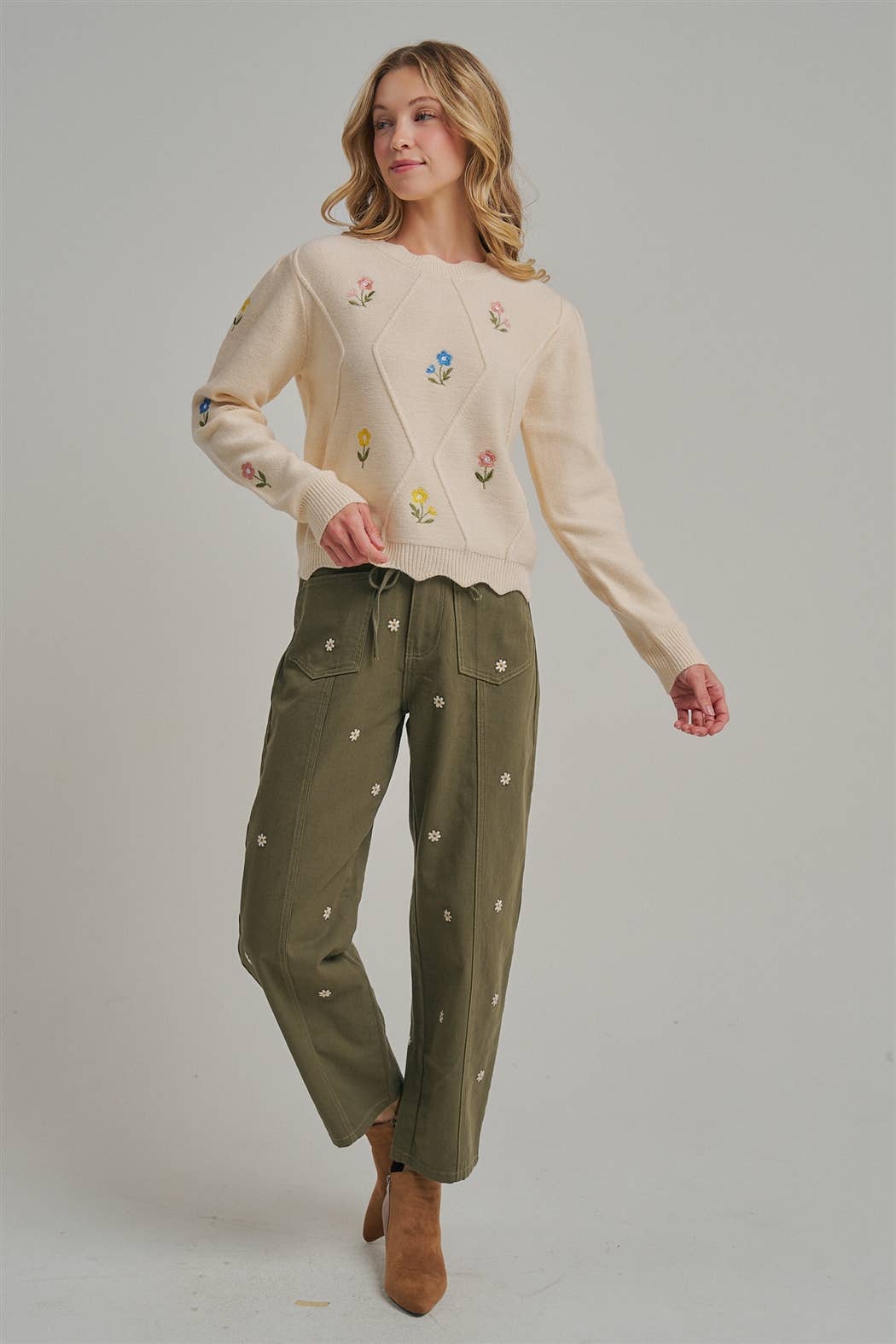 Kristin Embroidered Relaxed Pants