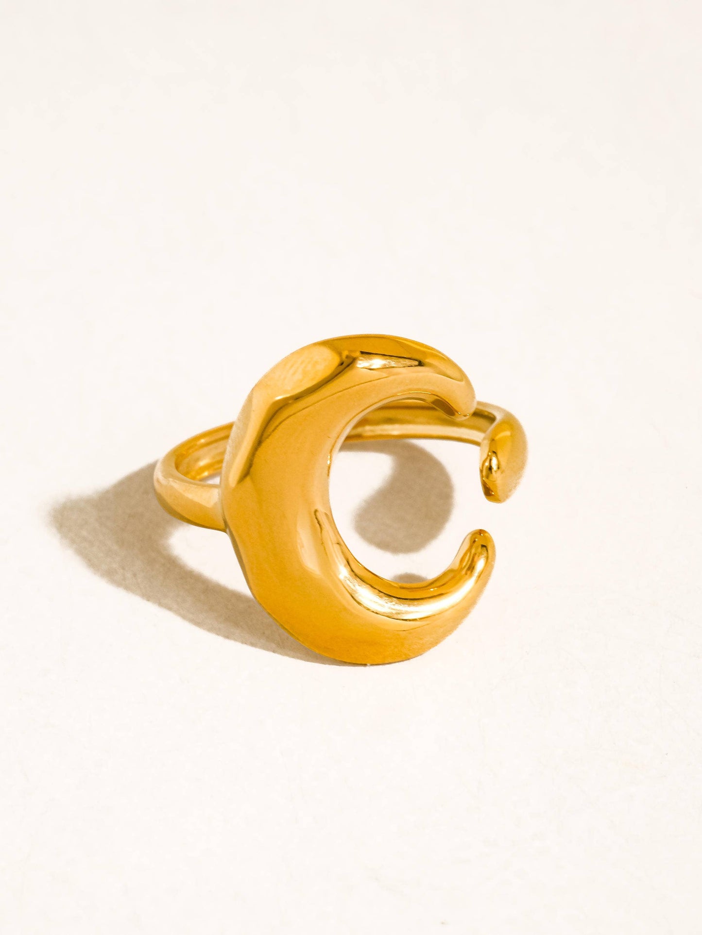 Aurelune 18K Gold Non-Tarnish Minimalist Moon Ring - 7