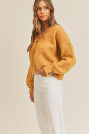 Evelyn Button Down Cardigan - Mustard