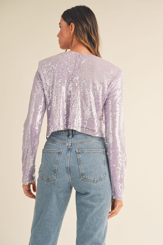 Avery Shoulder Padded Sequin Crop Top