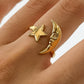 Tasa 18K Gold Non-Tarnish Star and Moon Ring