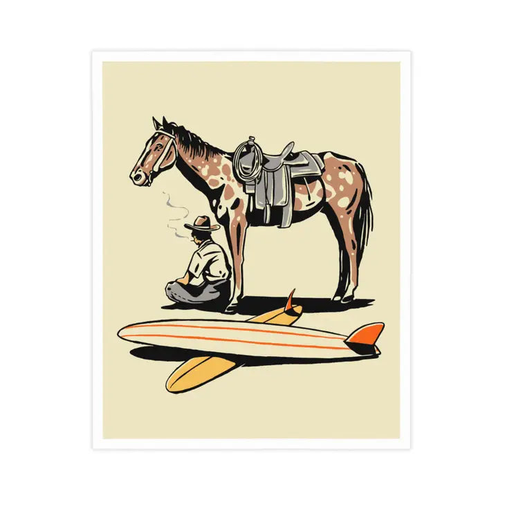 Surf Check - A Cowboy and His Horse Print - 12x16
