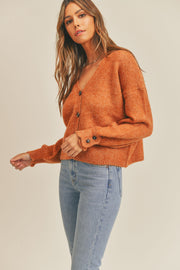 Evelyn Button Down Cardigan - Rust