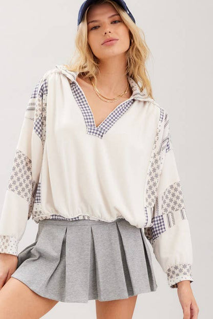 Cascades Patch Printed Slouchy Top