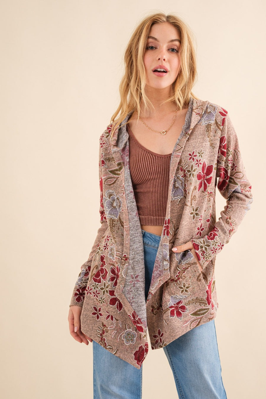 Adeline Thermal Hooded Cardigan