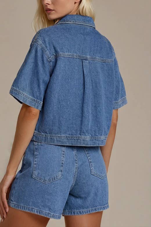 Sally Cropped Denim Top