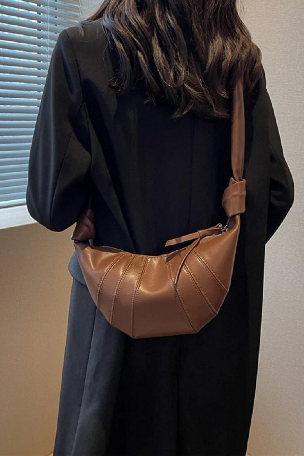 Vegan Leather Croissant Crossbody Bag