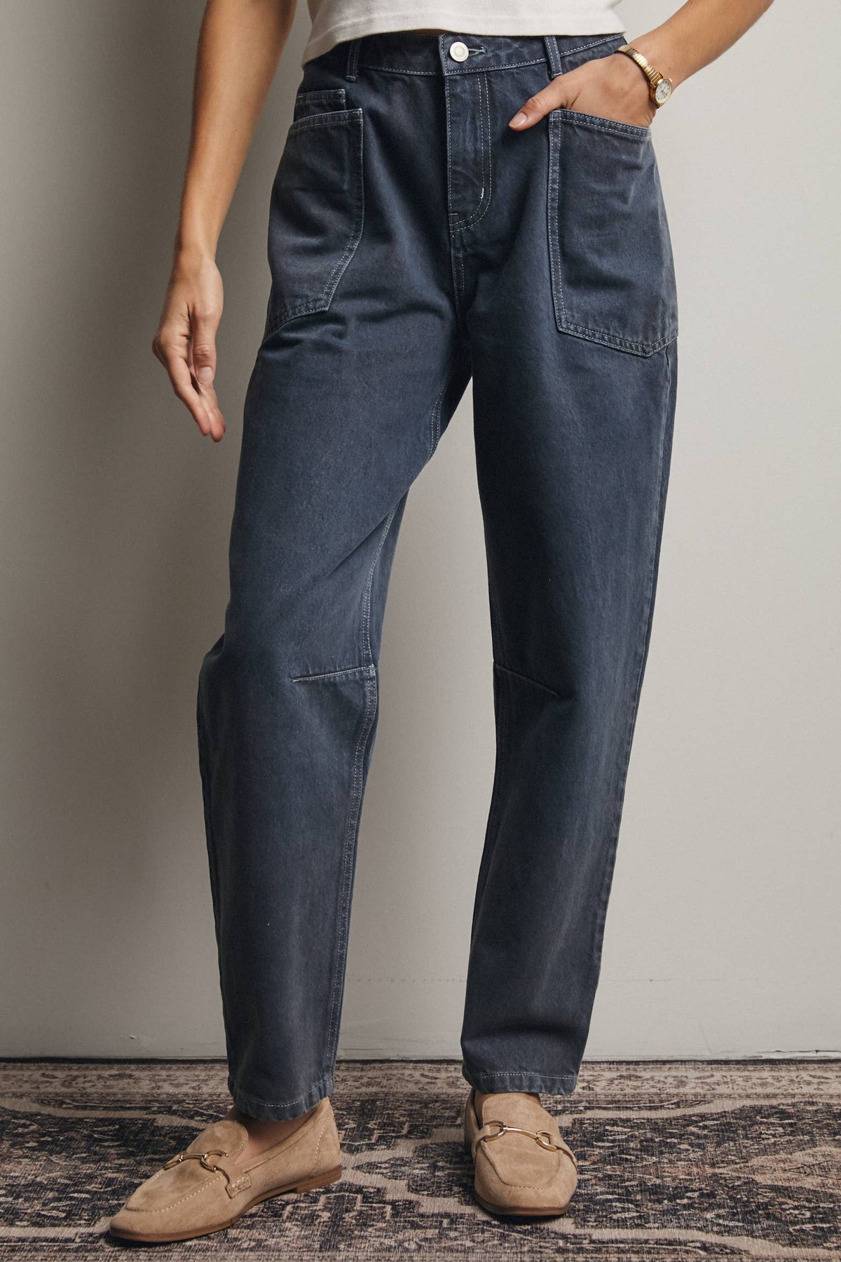 Nomad High Rise Barrel Utility Jeans