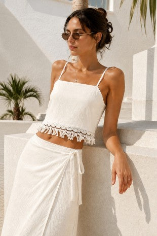 Penelope Fringe Trim Crop Top