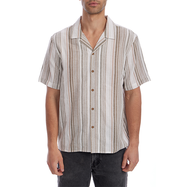 Phillip Vertical Stripe Textured Knit Button Up Shirt