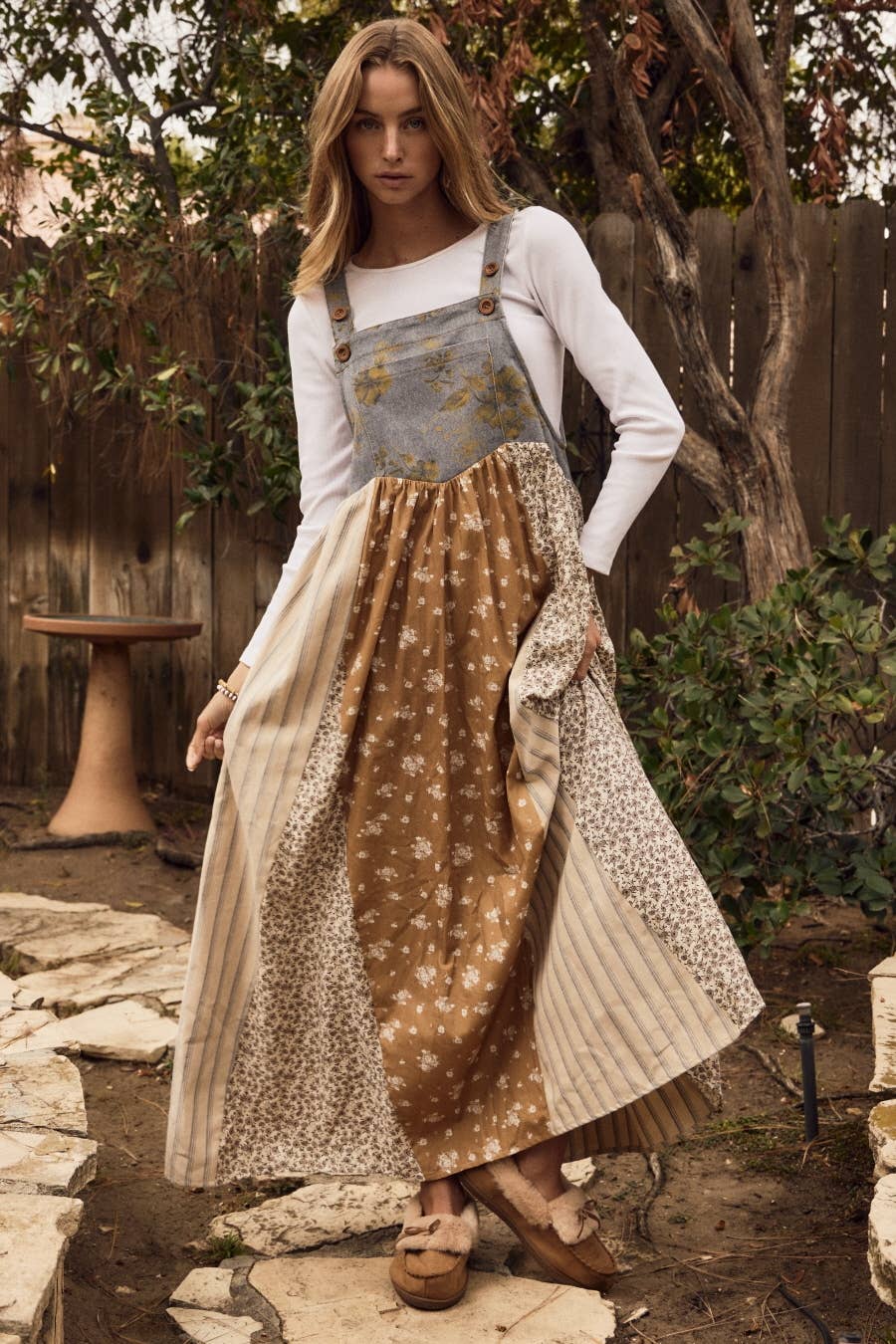 Sienna Mixed Floral Print Overall Maxi Dress
