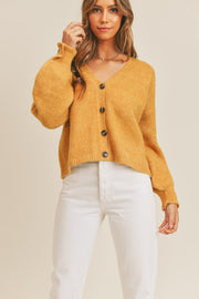 Evelyn Button Down Cardigan - Mustard