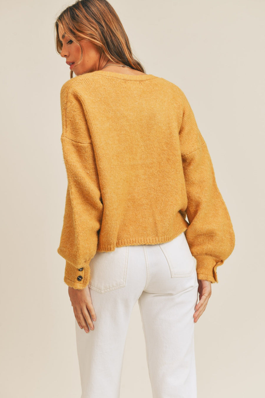 Evelyn Button Down Cardigan - Mustard