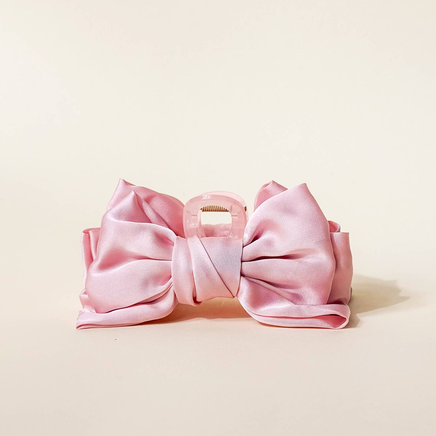 Satin Bow Claw Clip - Blush