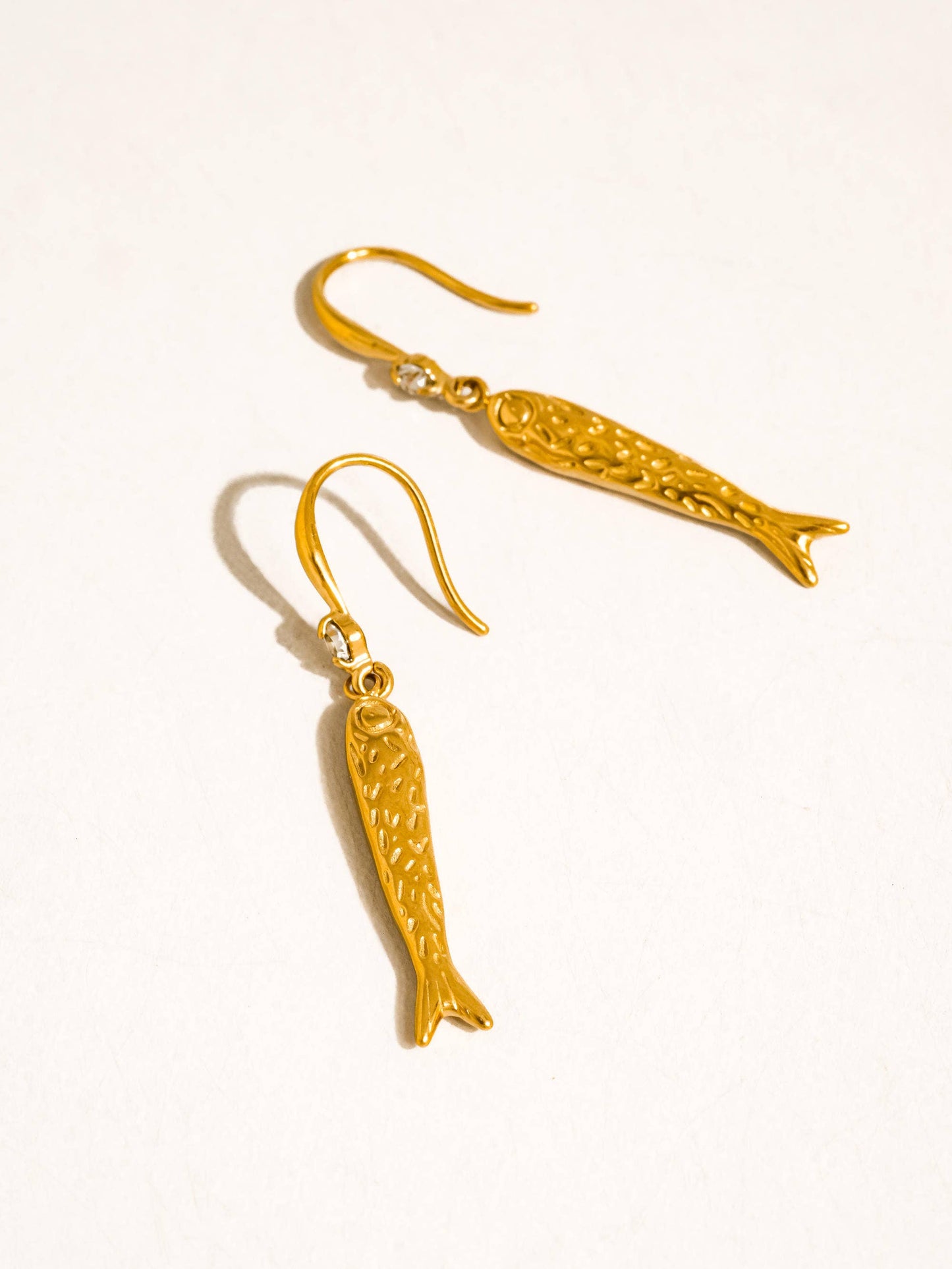 Calypsa 18K Gold Non-Tarnish Fish Charm Drop Earrings