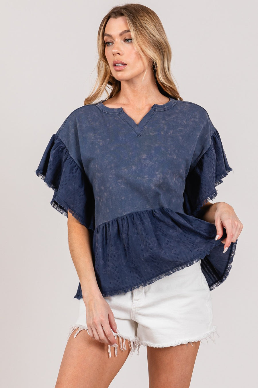 Blusa de manga corta con gardenia