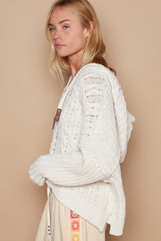 Bryar Hooded Cable Knit Sweater - Cream