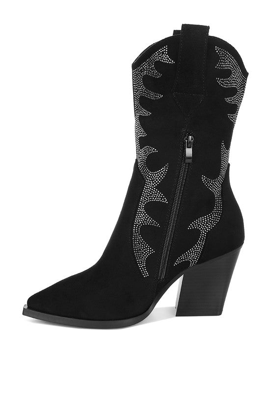 Rambler Rhinestone Embellished Calf Boots