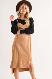 Wishful Thinking Faux Suede Midi Dress