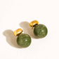 Velisse 18K Gold Non-Tarnish Green Marble Ball Earrings