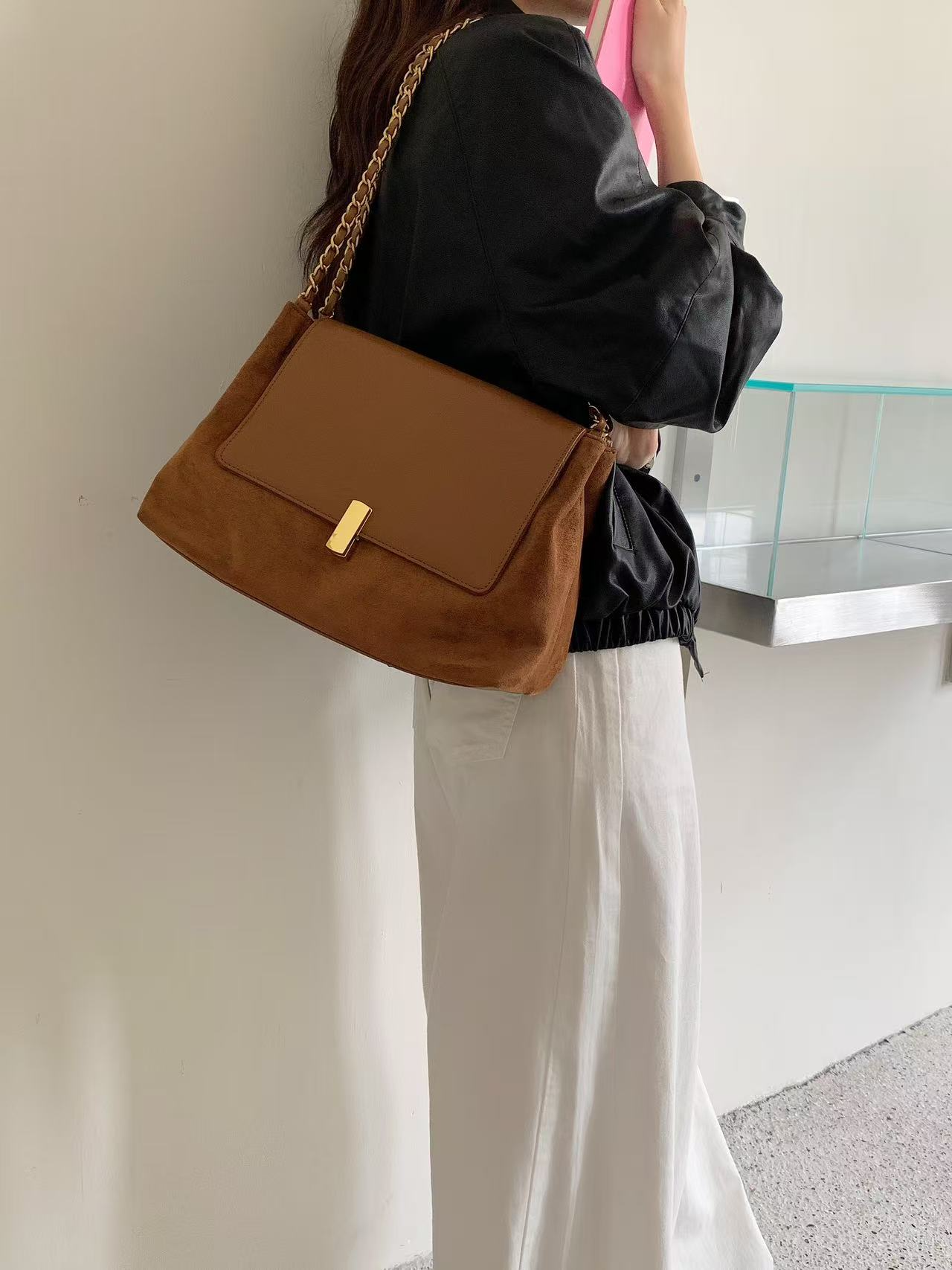 5th Avenue Microfiber Leather Shoulder Bag