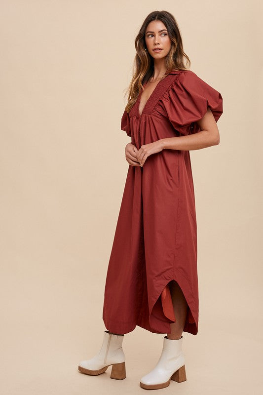 Madeline Midi Dress - Burgundy