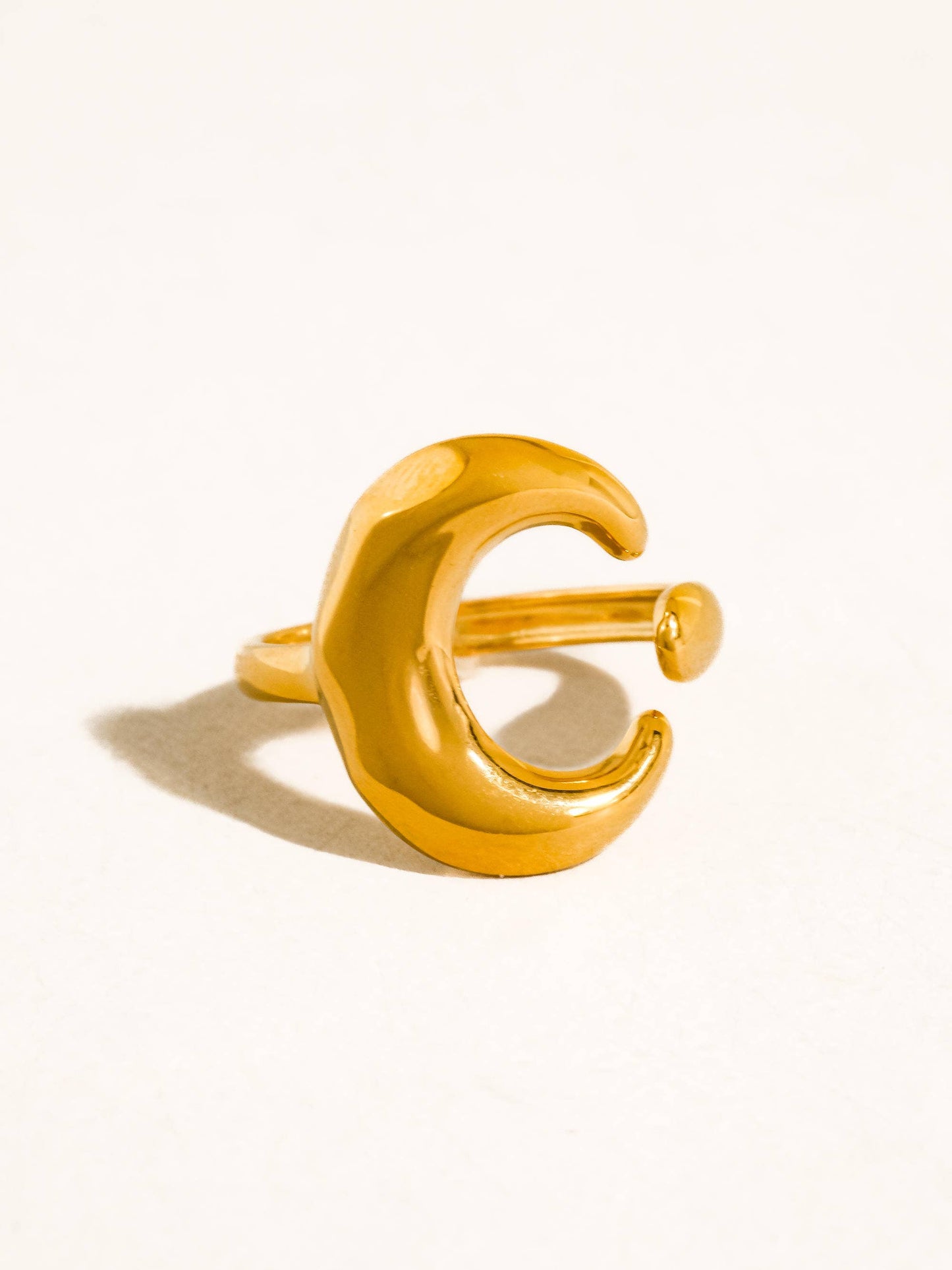 Aurelune 18K Gold Non-Tarnish Minimalist Moon Ring - 7
