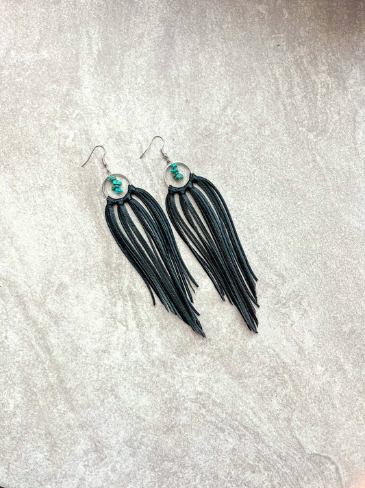 Bozeman Fringe Earrings w/ Turquoise Beads
