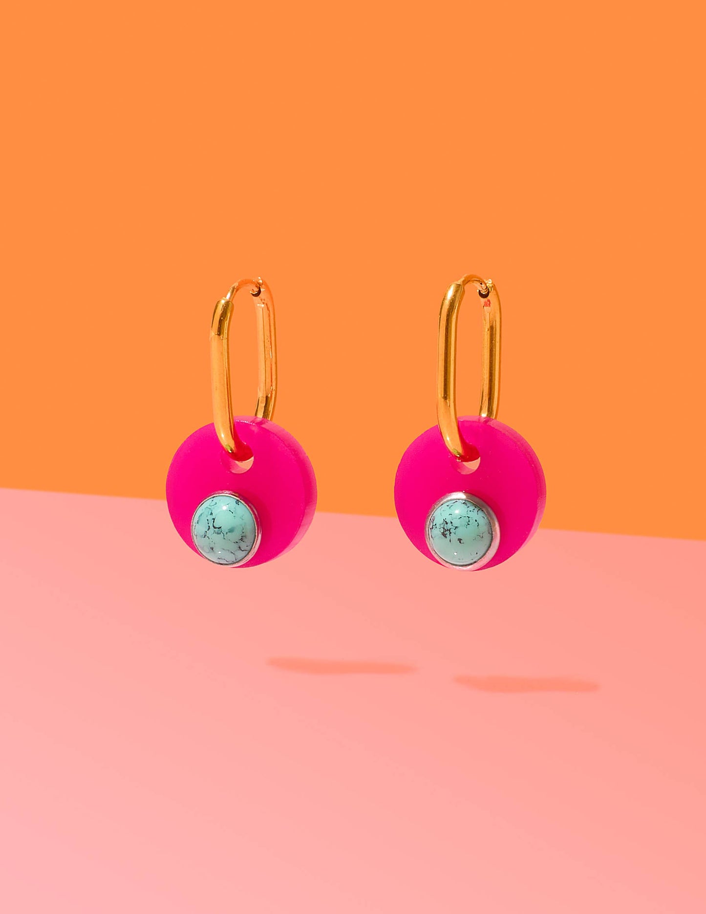 Deco Glam Medallion Oval Hoops - Pink