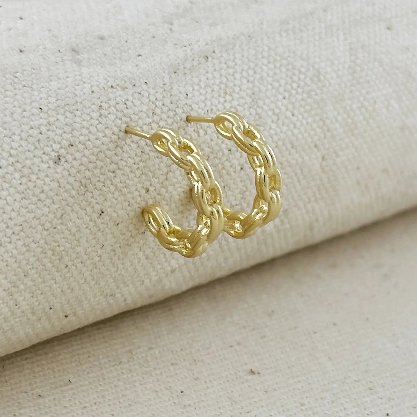 18k Gold Filled Chain C-Hoop Earrings