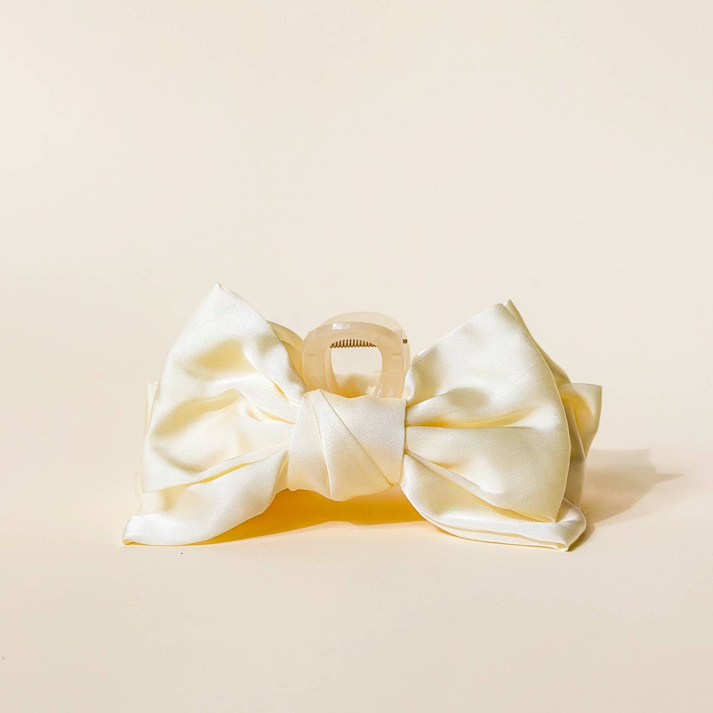 Satin Bow Claw Clip - Cream