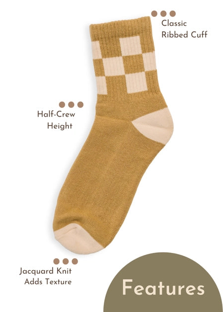 Checkered & Mama Stripe Half-Crew Socks, 2-Pack