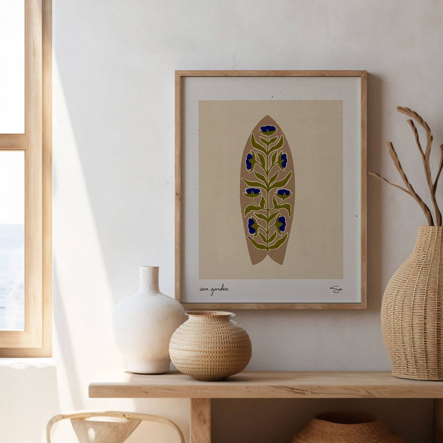 Beige Sea Garden | Surfboard Print
