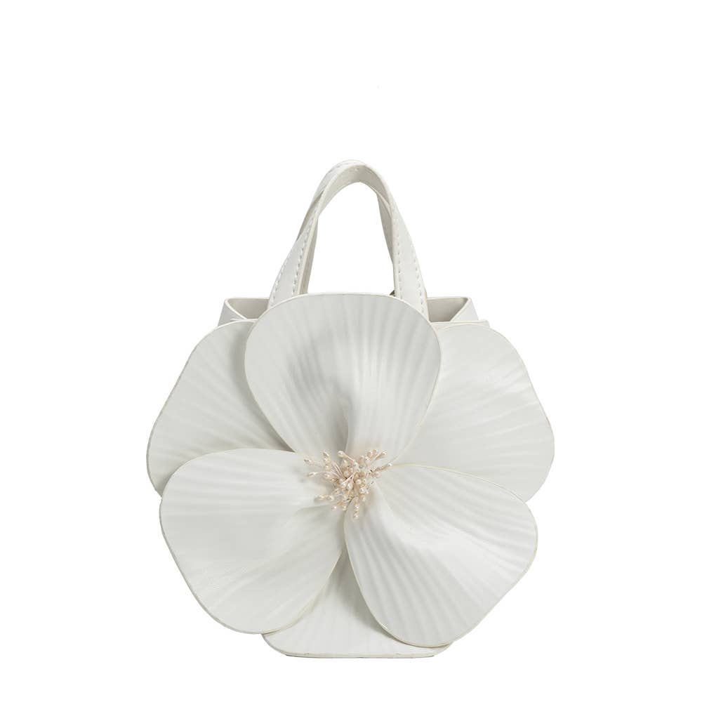 Monroe Ivory Flower Recycled Vegan Top Handle Bag