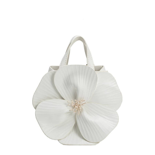 Monroe Ivory Flower Recycled Vegan Top Handle Bag