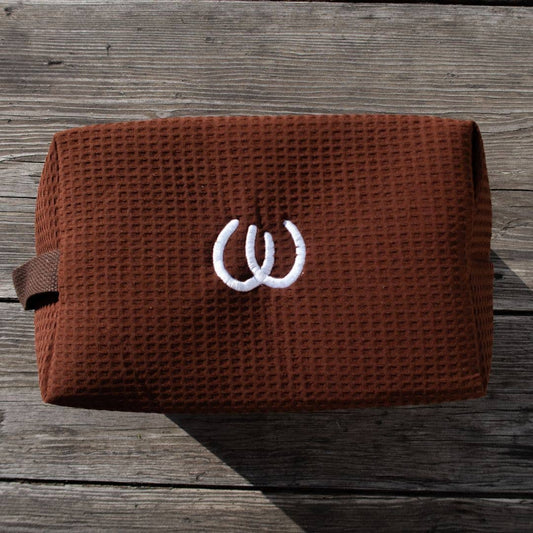 Brown Horseshoe Makeup Travel Bag