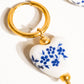 Yun 18K Gold Non-Tarnish Ceramic Floral Heart Earring
