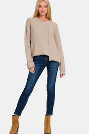 Winslet Asymmetrical Hem Sweater - Mocha