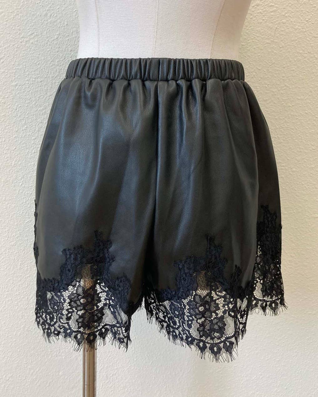 Elm Lace Trim Faux Leather Shorts