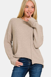 Winslet Asymmetrical Hem Sweater - Mocha