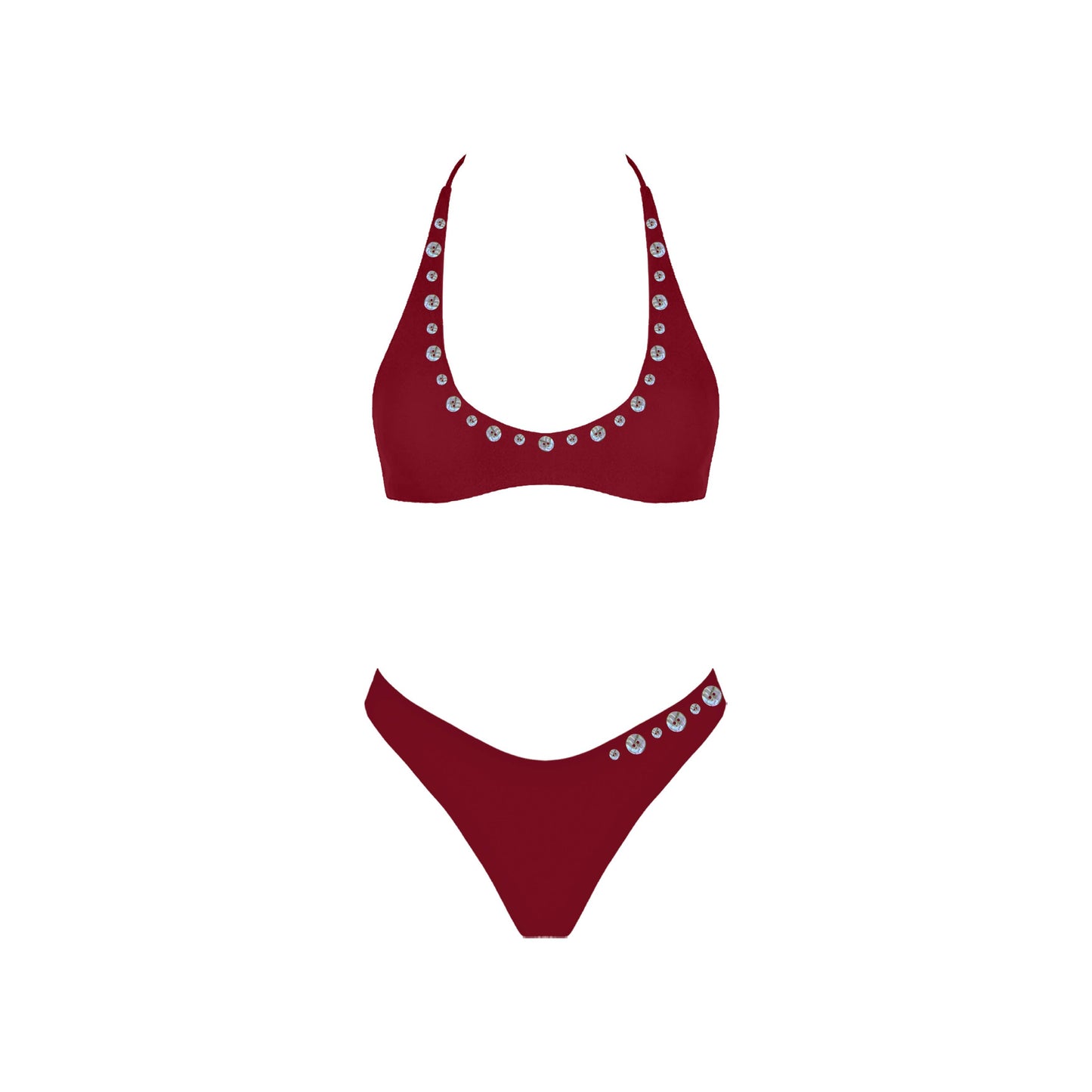 Sunset Club Bikini Top - Burgundy Red